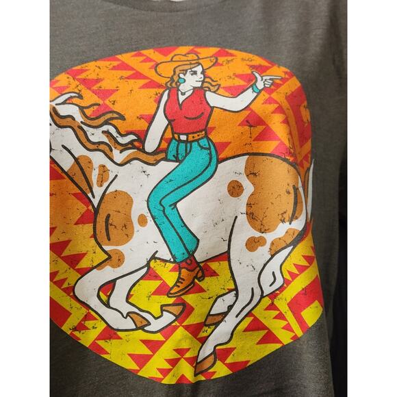 Women Medium Casual Summer Western Print Graphic Tee by Rowdy Crowd Clothing - Picture 3 of 7